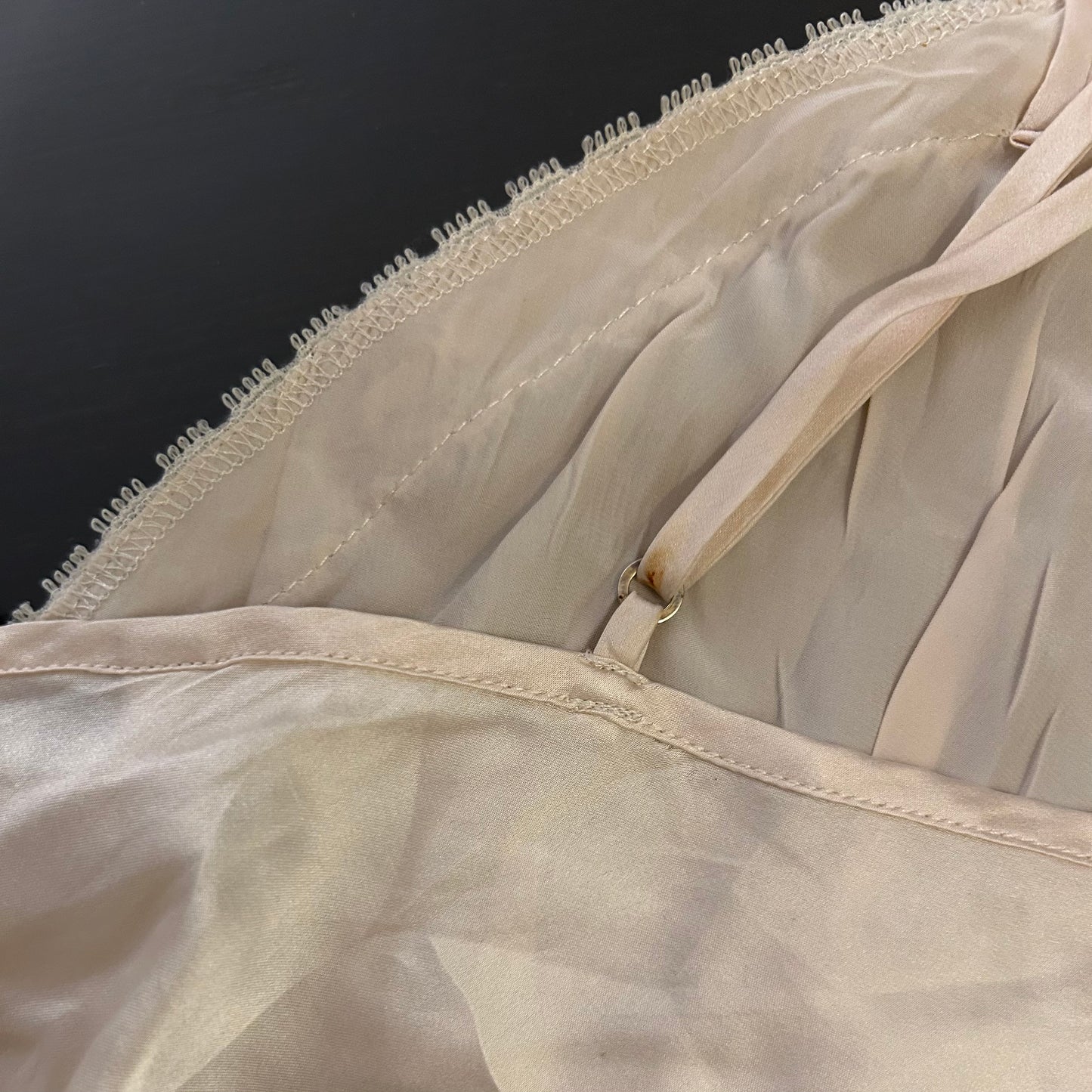 La Senza Lingerie White Lace Trim Silk Short Slip - Medium