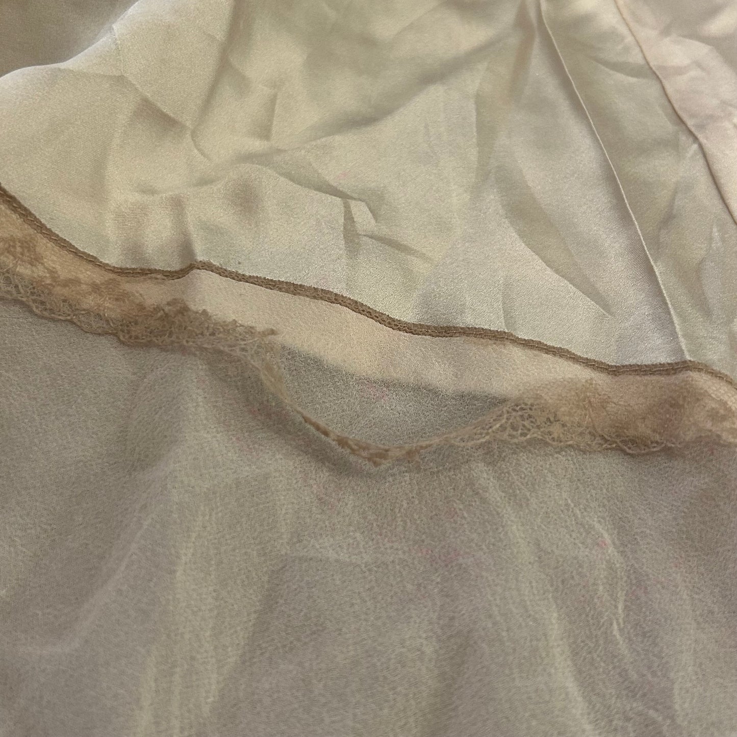 La Senza Lingerie White Lace Trim Silk Short Slip - Medium