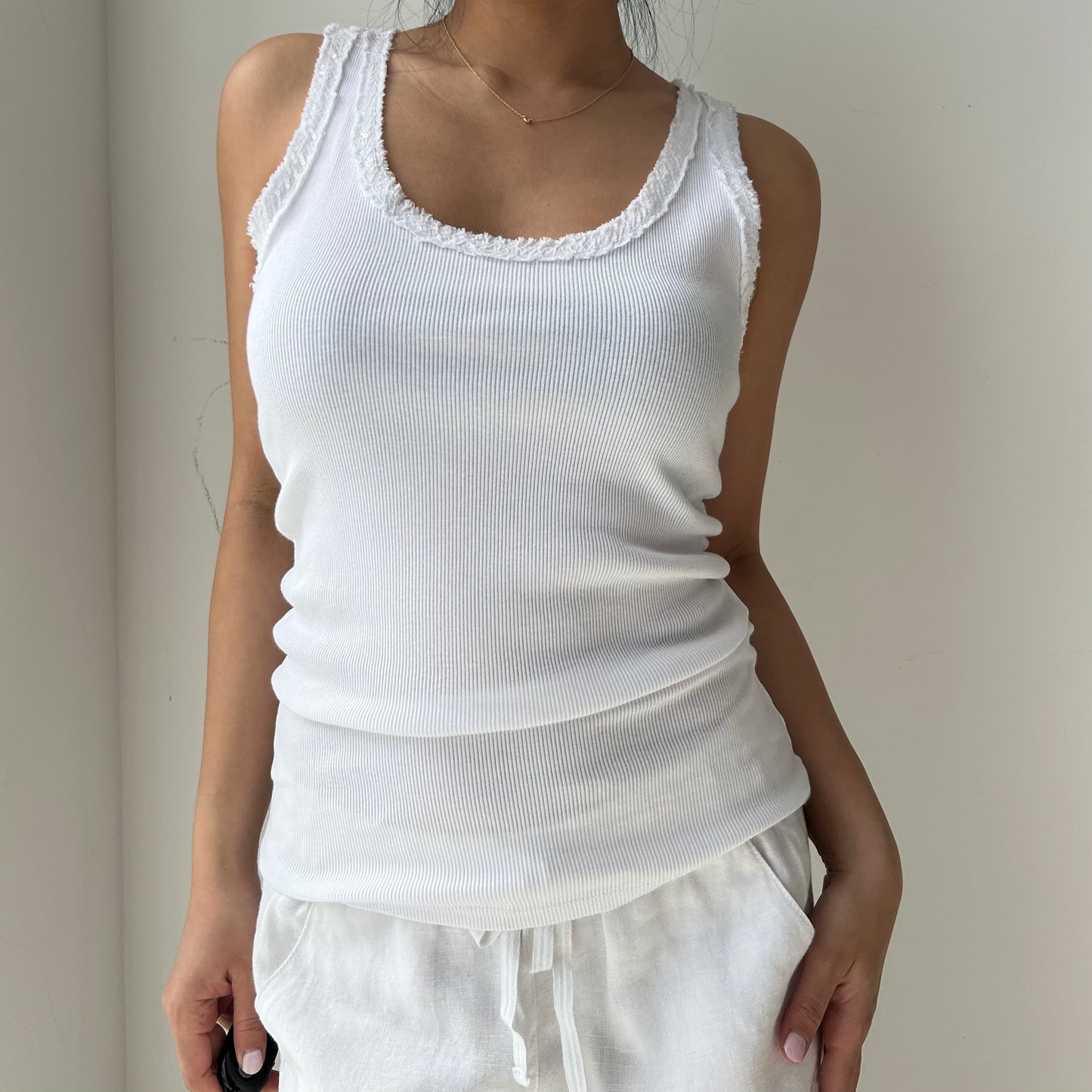 Made in Italy White Racer Back Tank - Medium
