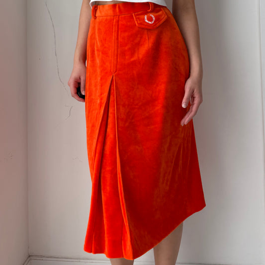 1980s Made in Japan Orange Terry Cloth Skirt - X-Small