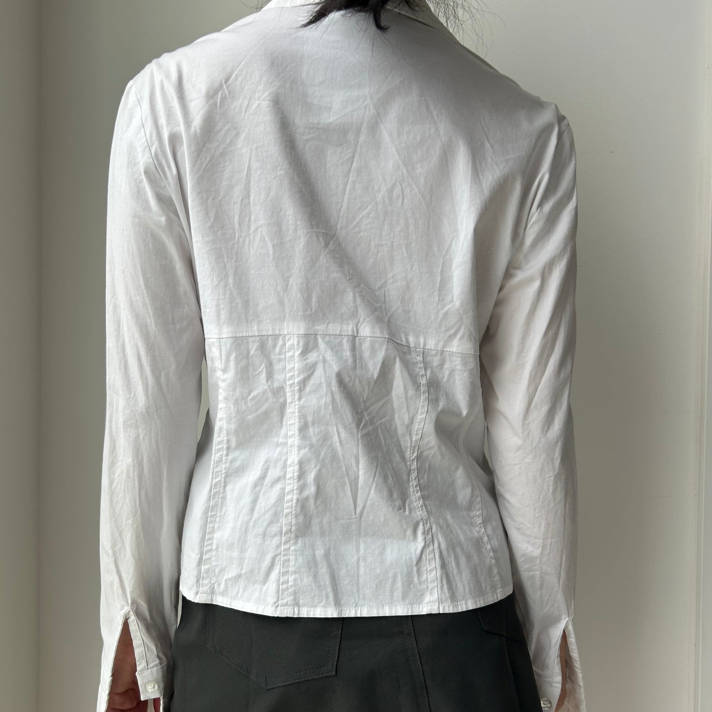 Bianca Nygård White Beaded Pintuck Cotton Shirt - Medium