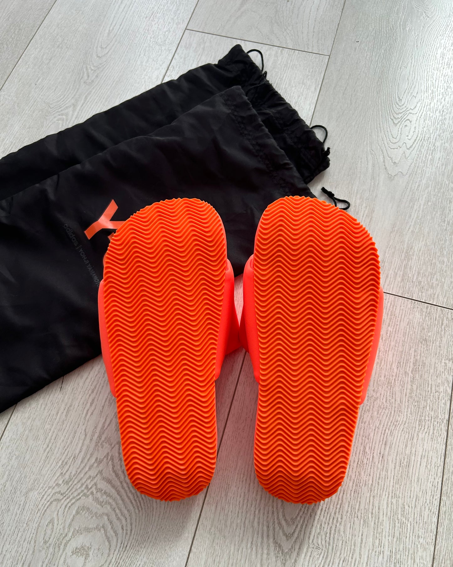 Adidas Y-3 Yohji Yamamoto Comfylette Puff Slides in Solar Orange - Men's US 5