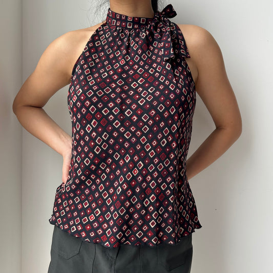 Nine West Burgundy Silk Halter Top - Medium