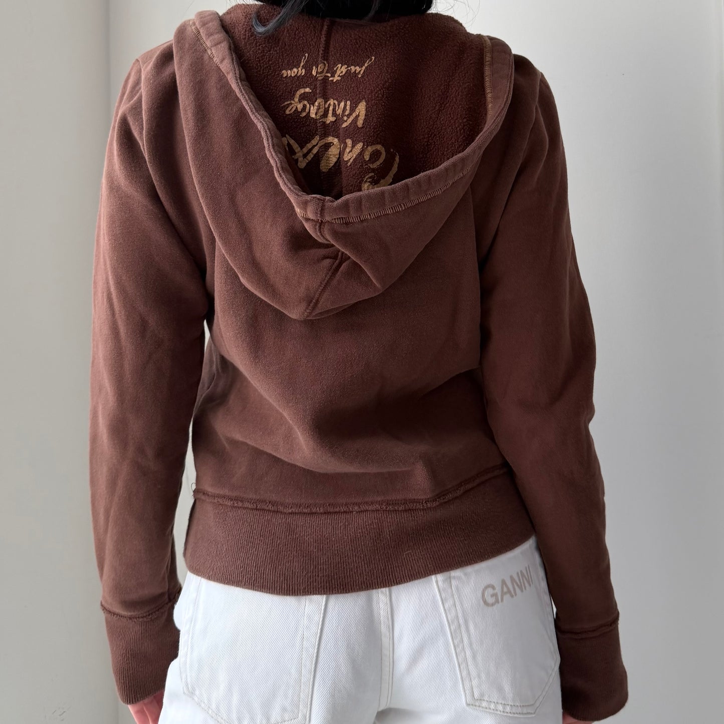 Jacob Connexion Brown Scoop Neck Hoodie - Medium