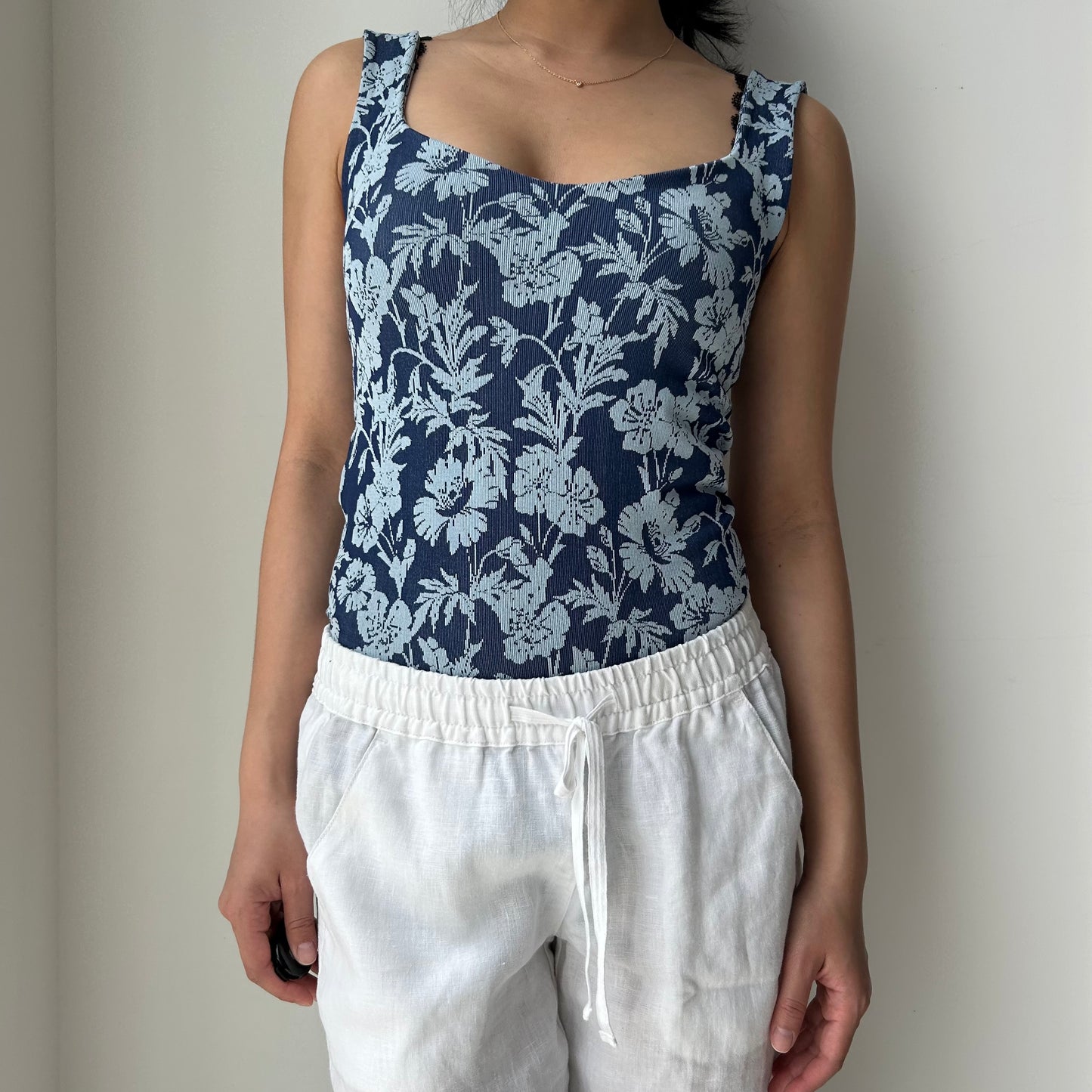 Intimately by Free People Blue Floral Bodysuit - Small/Medium