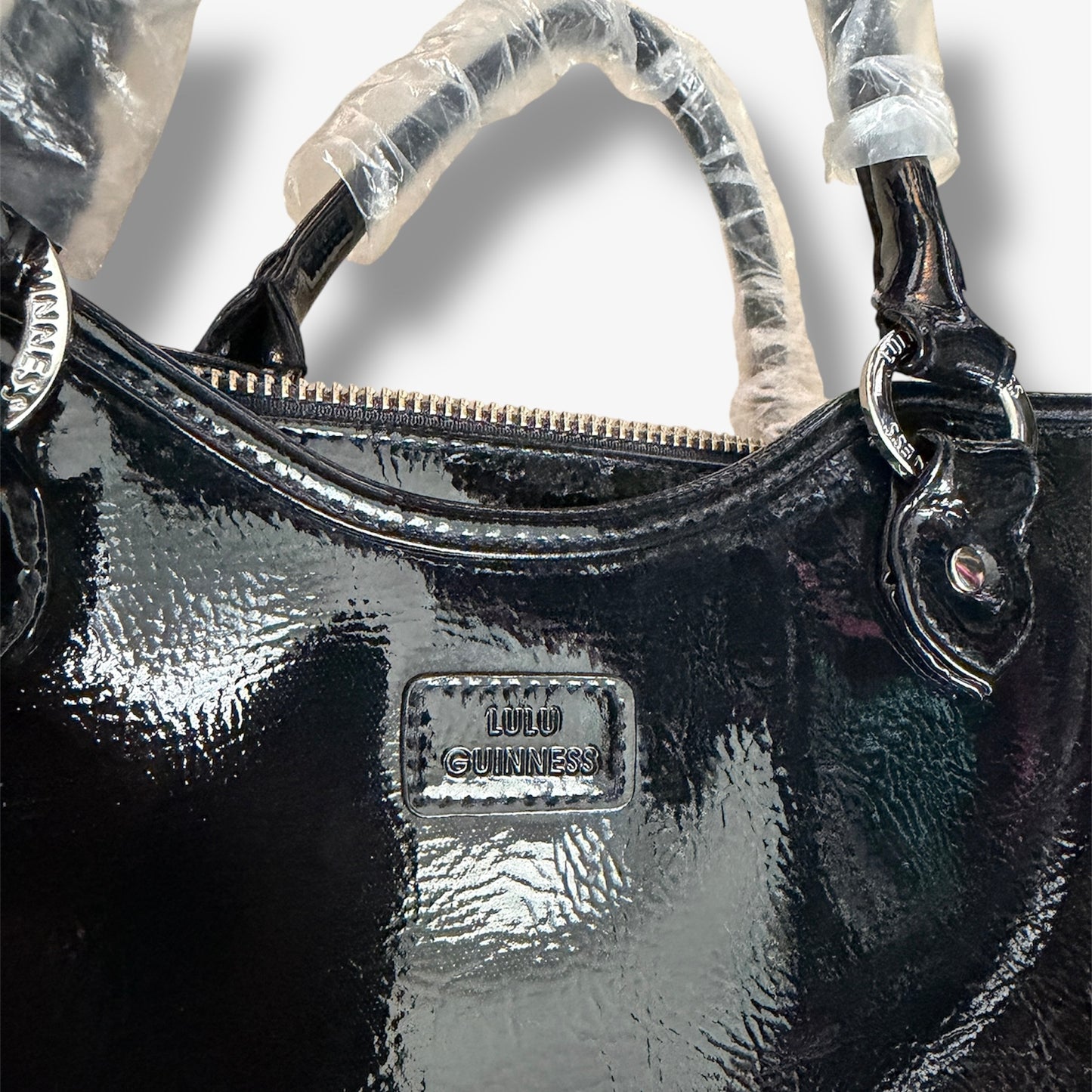 Lulu Guinness Black Patent Top Handle Tote