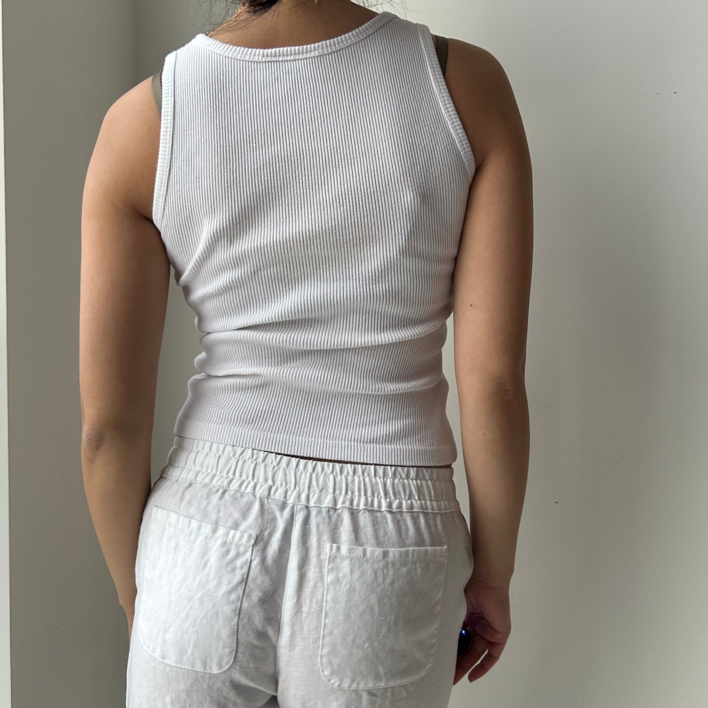 Vintage 1990s Jacob Annexe White Ribbed Sporty Tank - X-Small