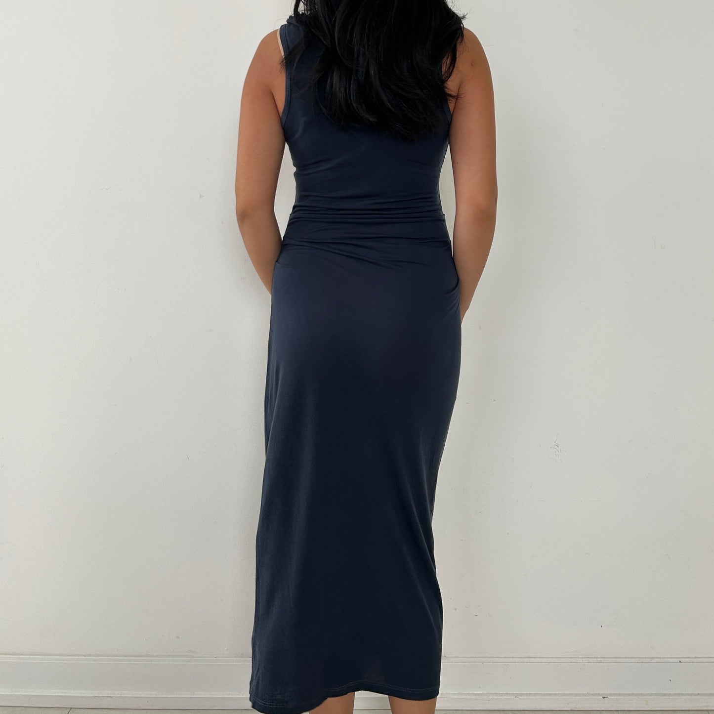 James Perse Dark Blue Sleeveless Jersey Maxi Dress - Small