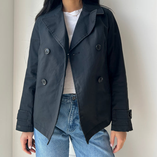 Banana Republic Black Cropped Trench - X-Small