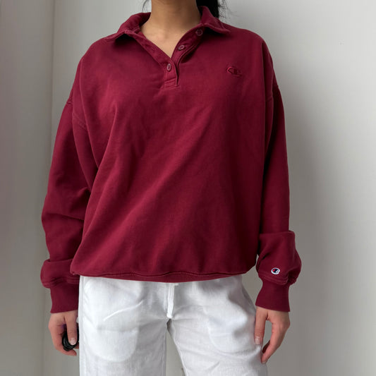 Champion Maroon Polo Sweatshirt - Medium