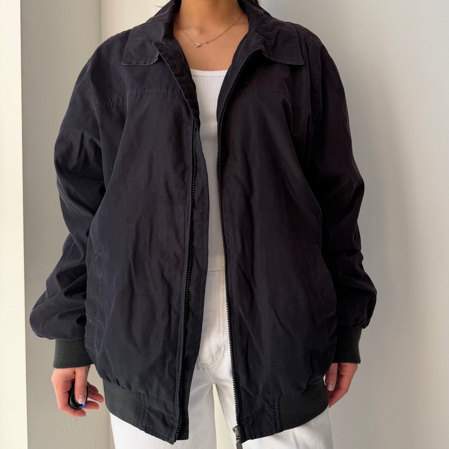 London Fog Black Harrington Jacket - Medium