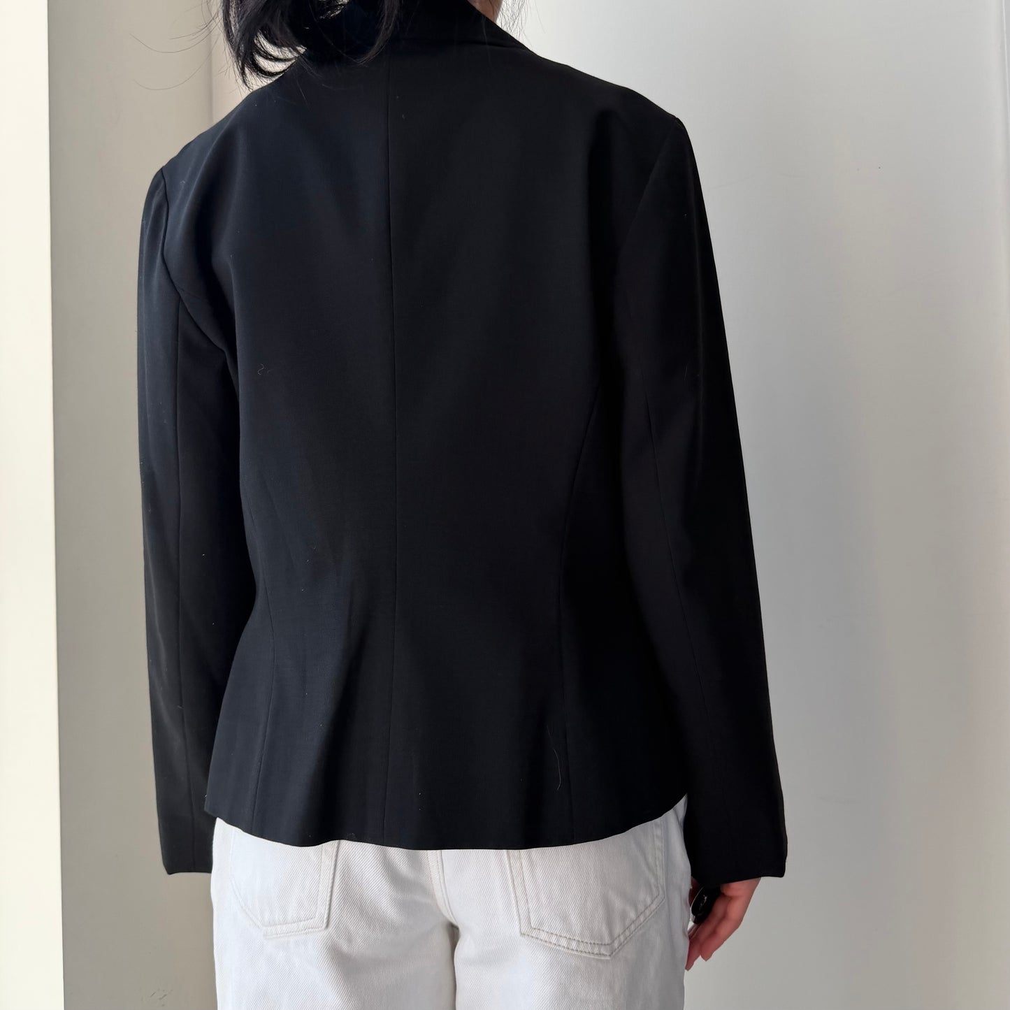 1990s Made in Canada Club Monaco Black Wool Zip Jacket - Medium