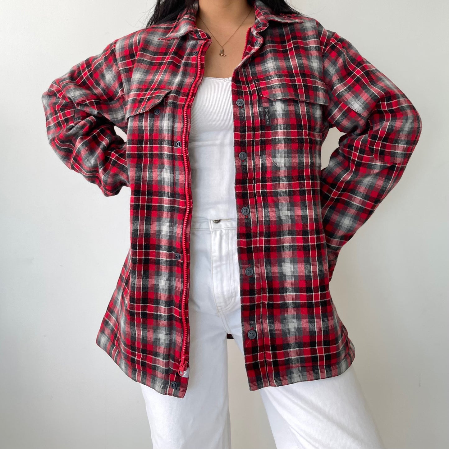 Columbia Red Plaid Omni-Heat Insulating Jacket - Men's Medium