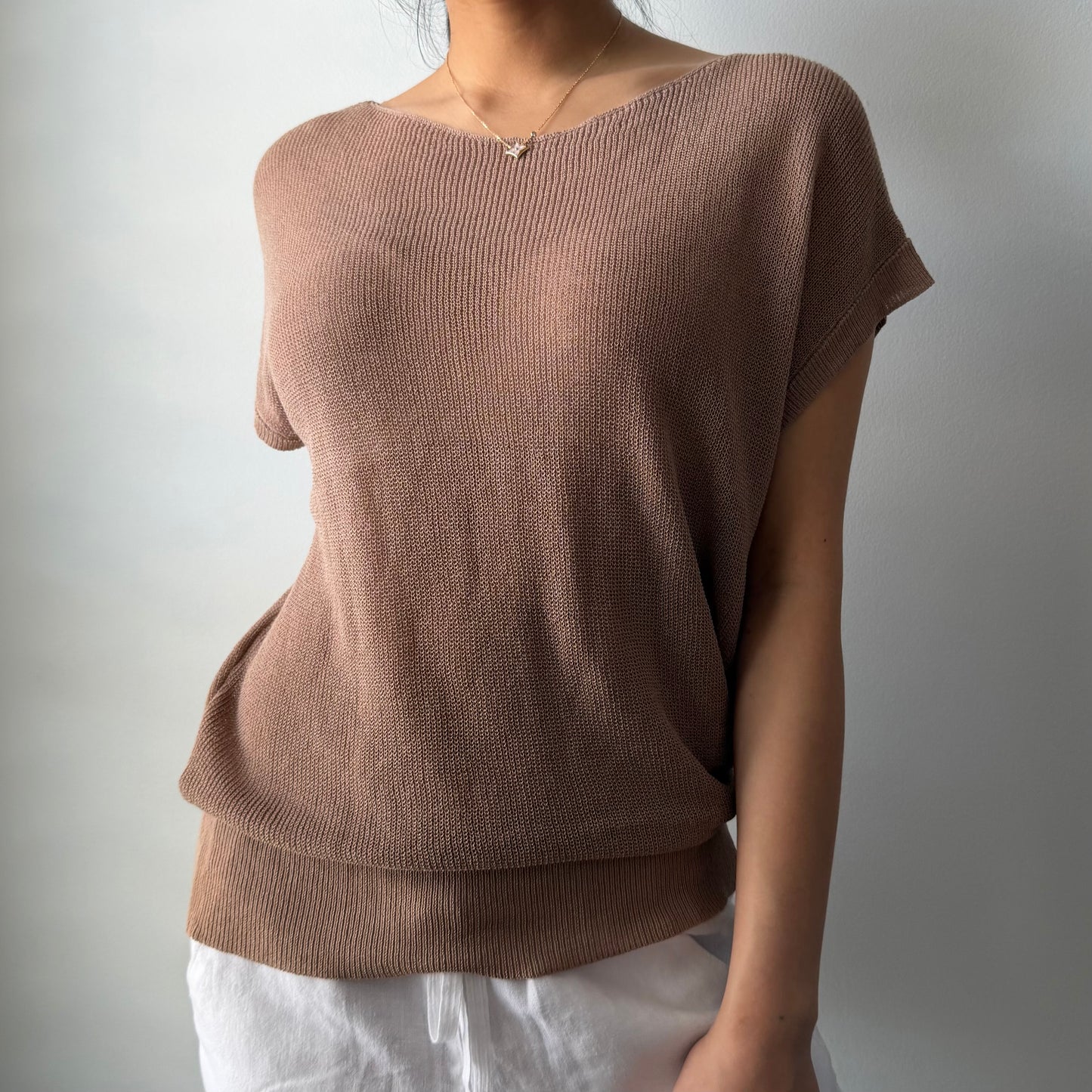 Japanese Label Rouge Vif Knit Short Sleeve Blouse - Small