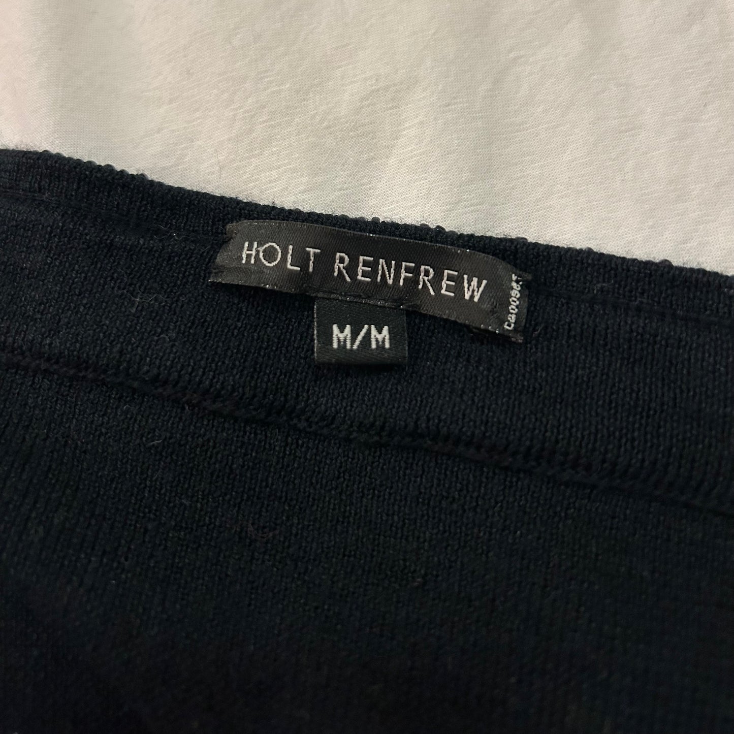Holt Renfrew Black Beaded Boat Neck Cotton and Silk Knit Top - Medium