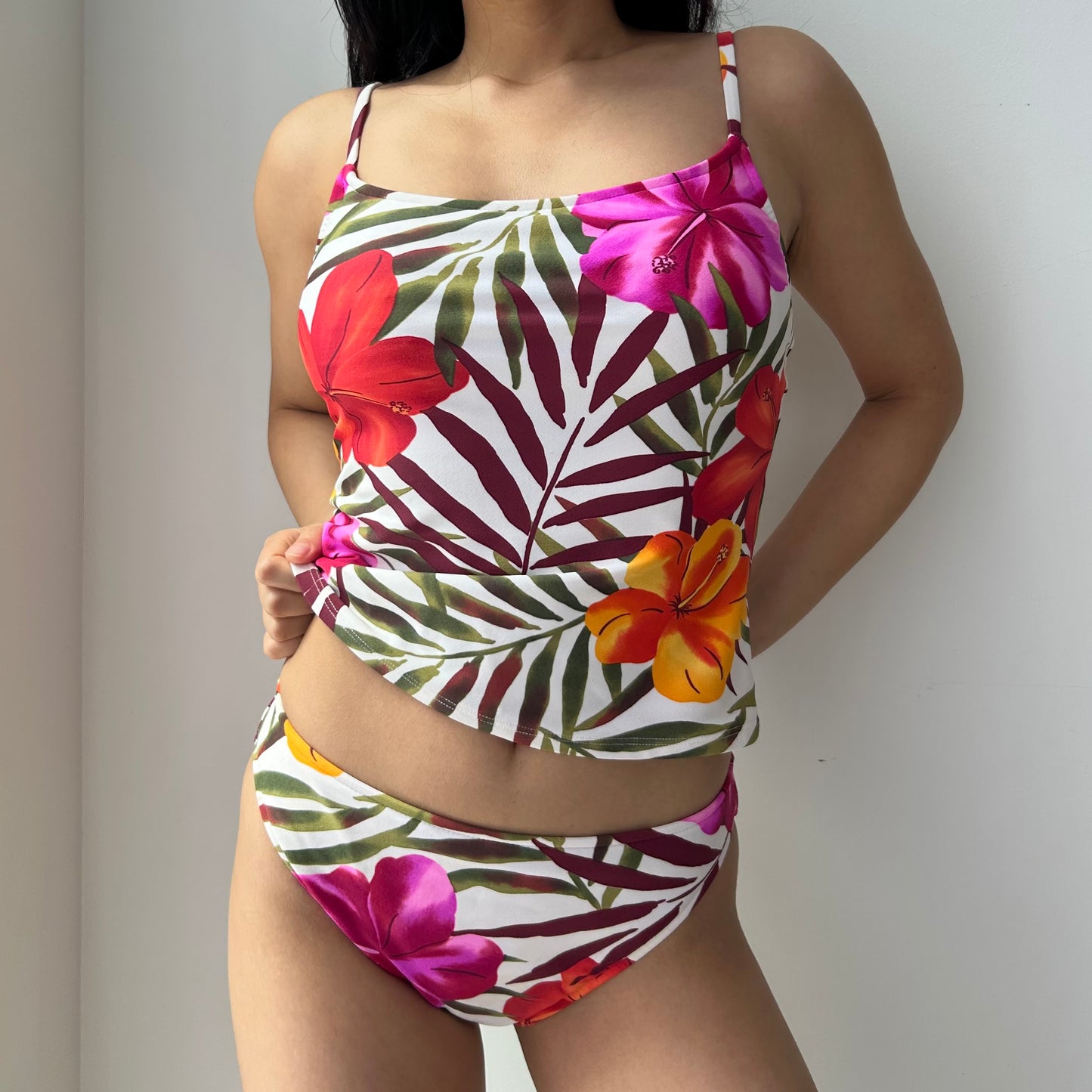 Oscar de la Renta Floral Tankini 3-Piece Swim Set - US 8