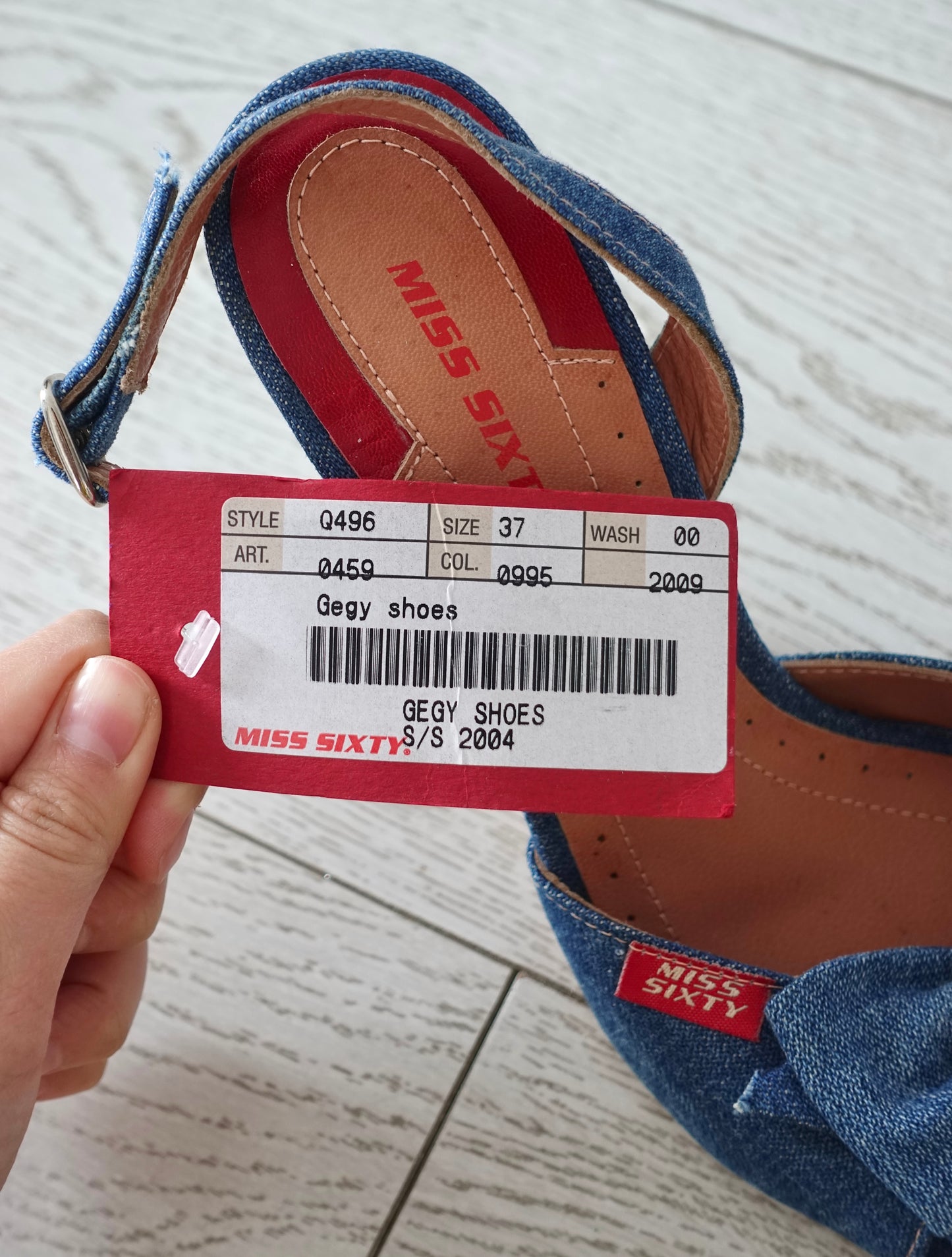 BNWT Vintage Y2K Miss Sixty Denim Open Toe Slingback Heel with Bow - EU 37