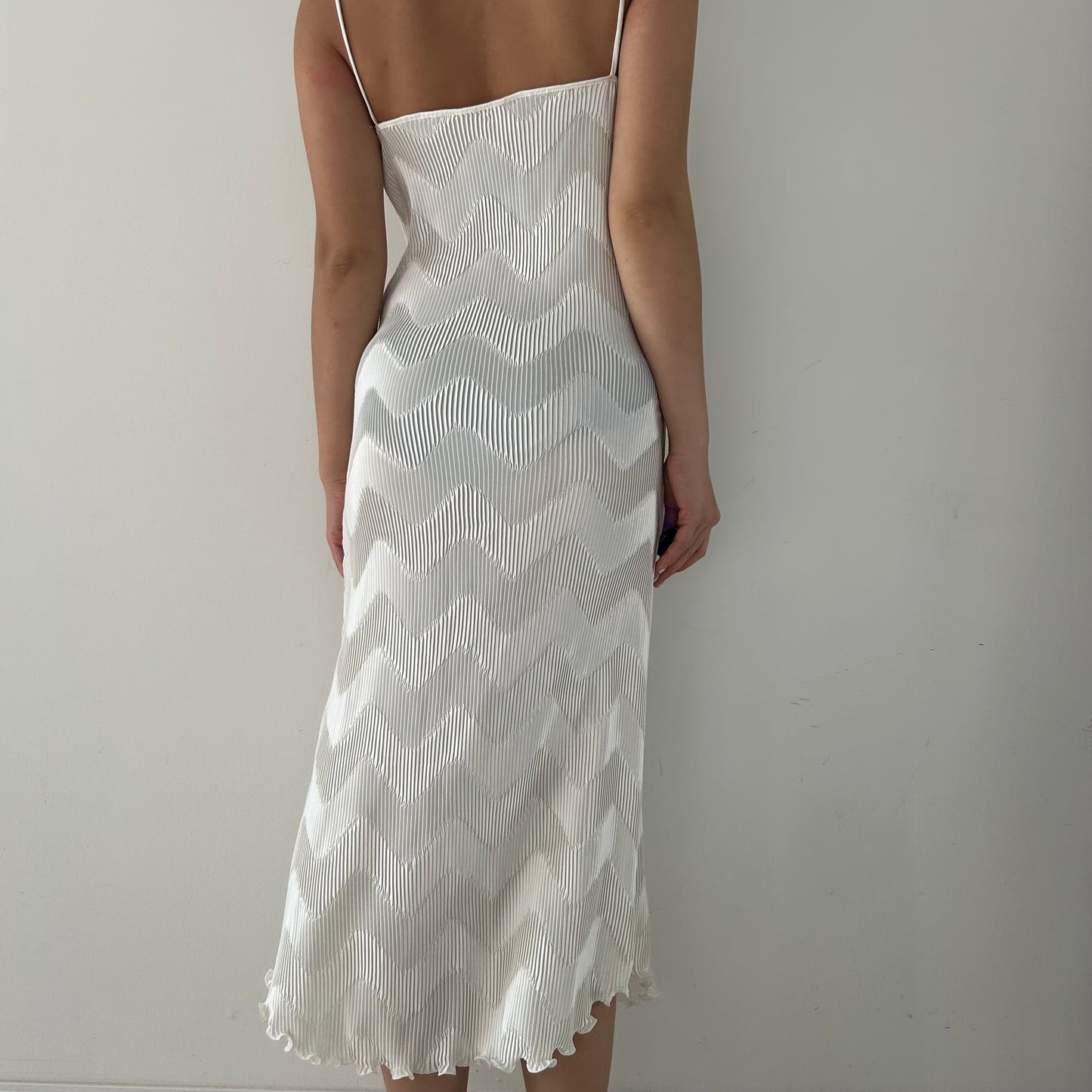 Vintage Made in Canada Cream Pleated Slip Dress - Medium