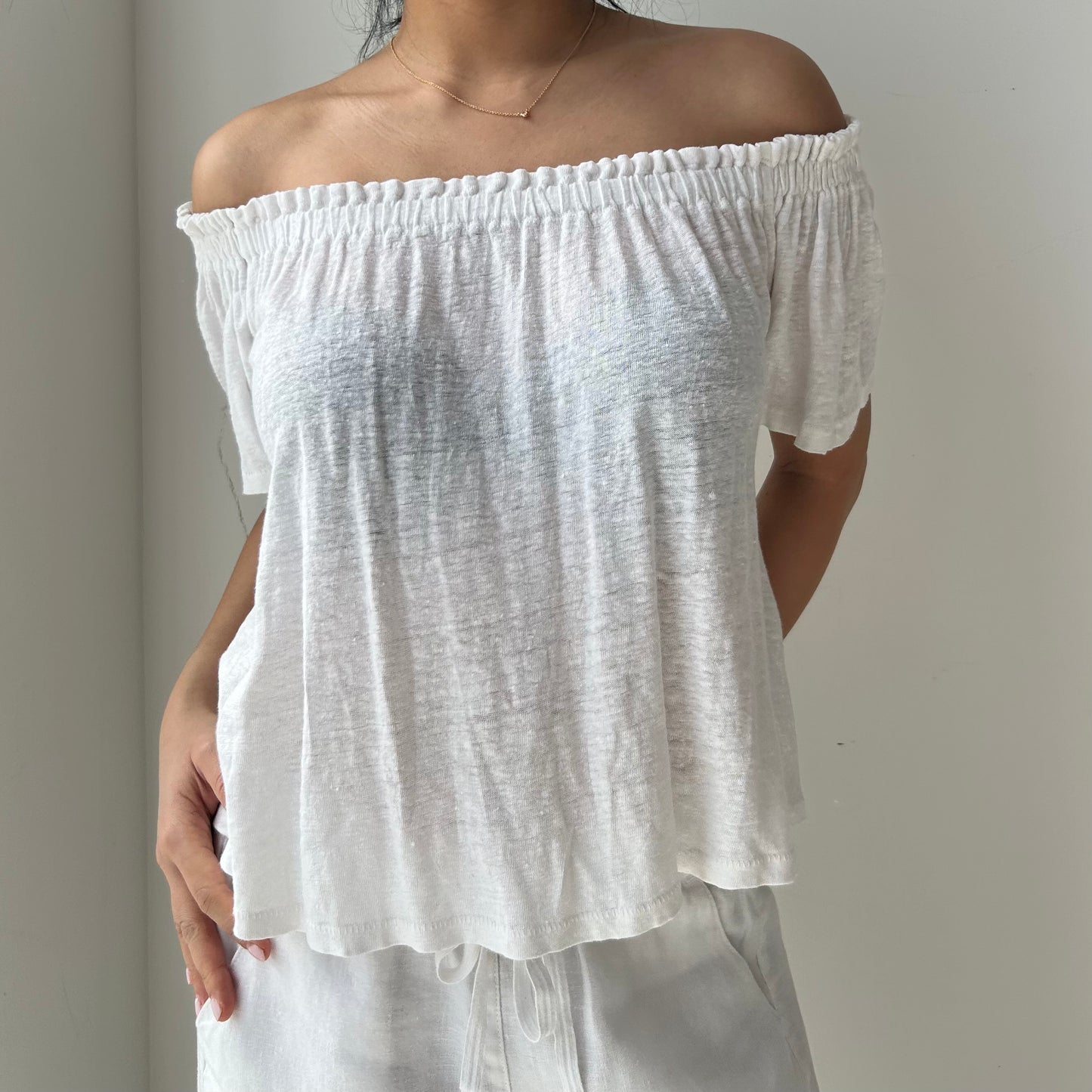 Wilfred White Off Shoulder Linen Top - XX-Small