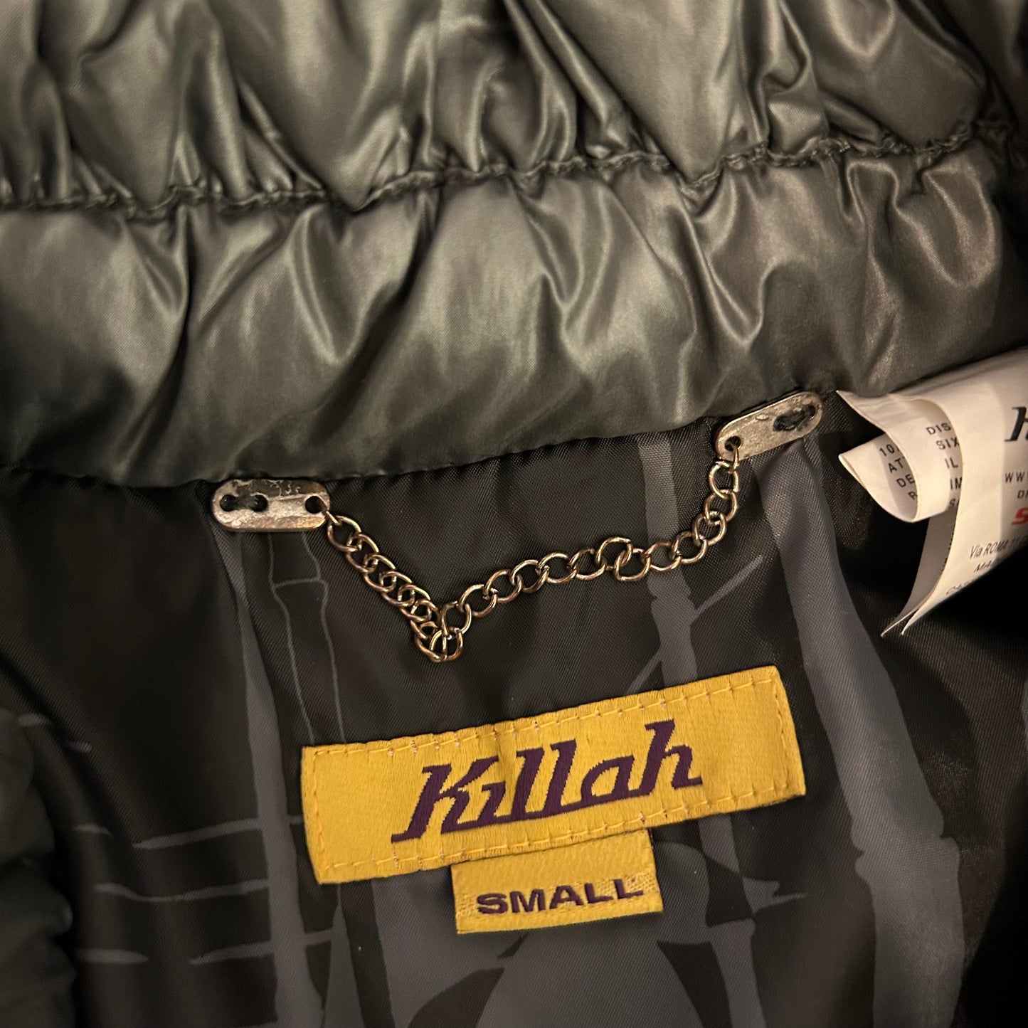 Killah by Miss Sixty Grey Metallic Belted Down Filled Puffer Jacket - Small