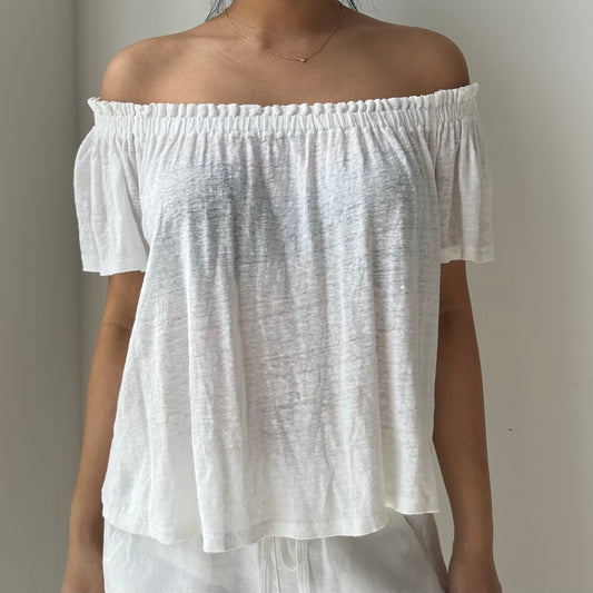 Wilfred White Off Shoulder Linen Top - XX-Small