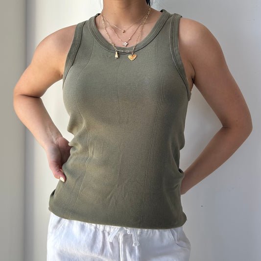 Levi’s Khaki Green Ribbed Tank Top - Medium