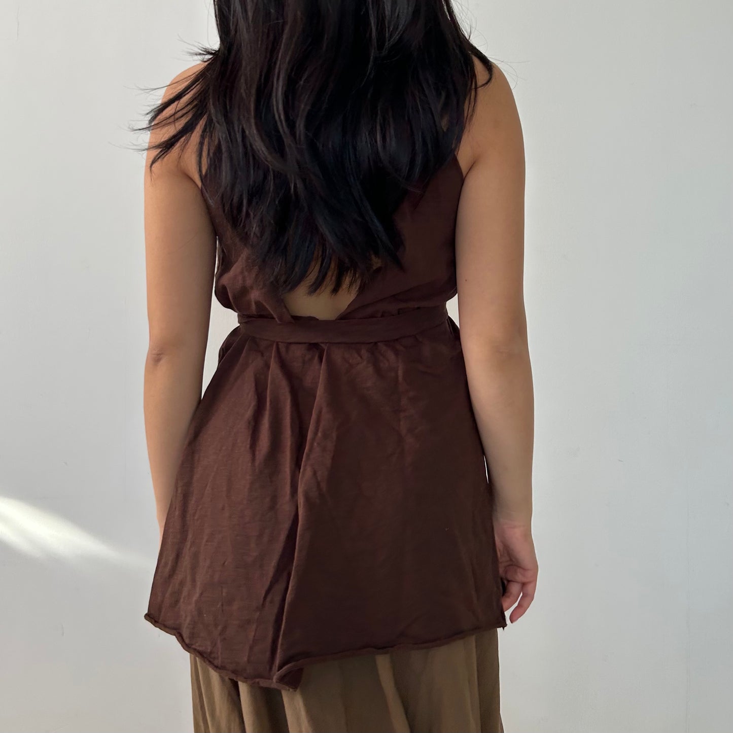 Karma Koma Brown Halter Neck Belted Top - Small