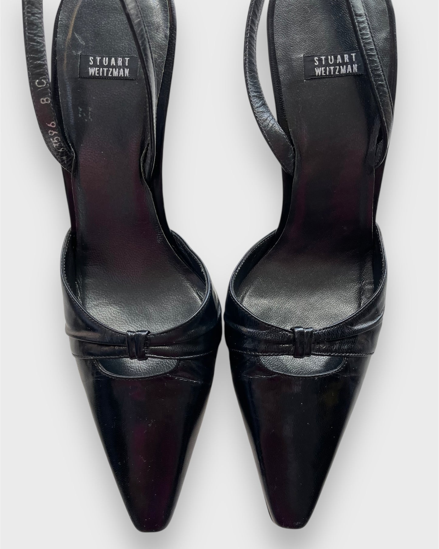 Vintage Stuart Weitzman Black Point Toe Slingback Heels - US 8C