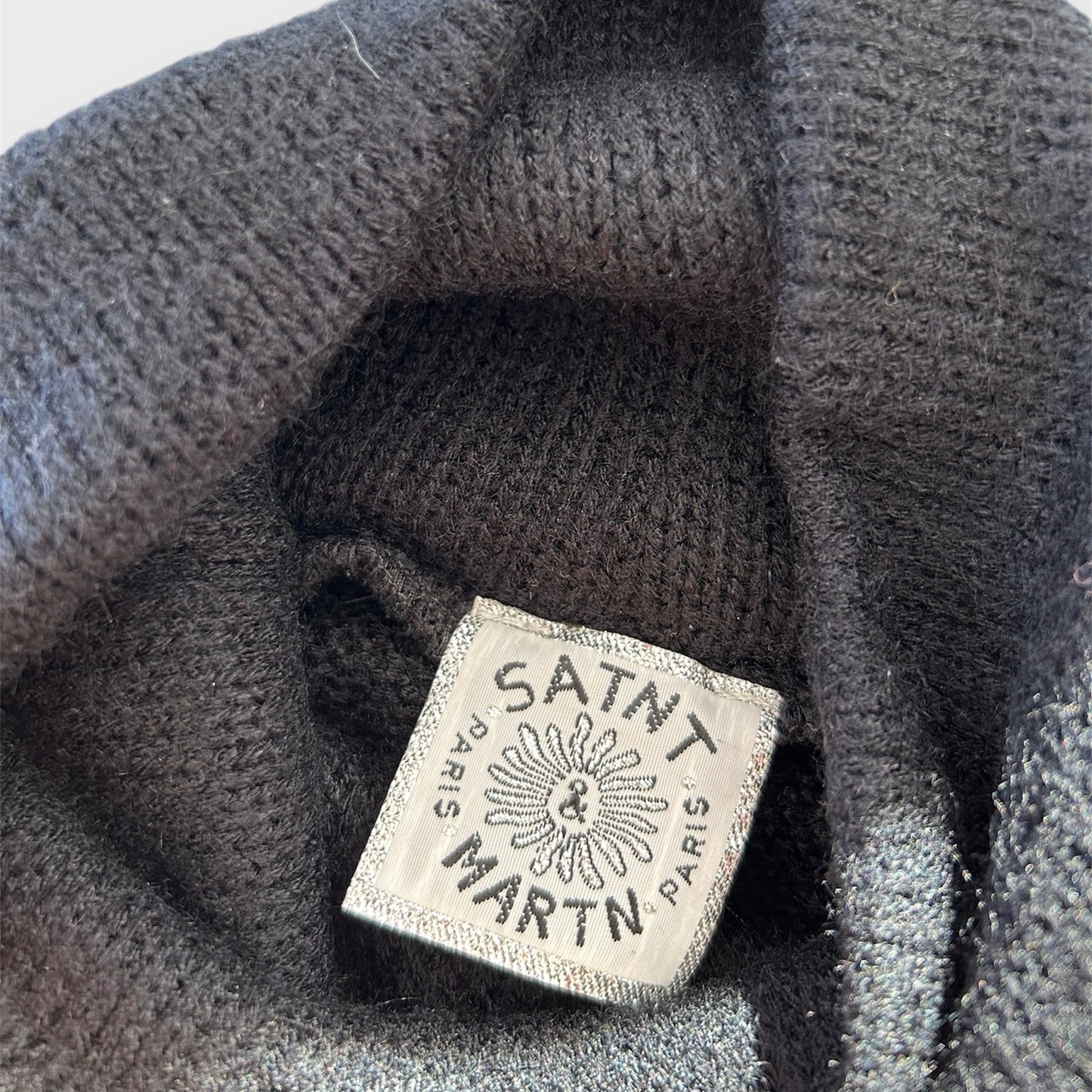 Satnt Martn Paris Black Fur Trim Turtleneck Knit - Medium