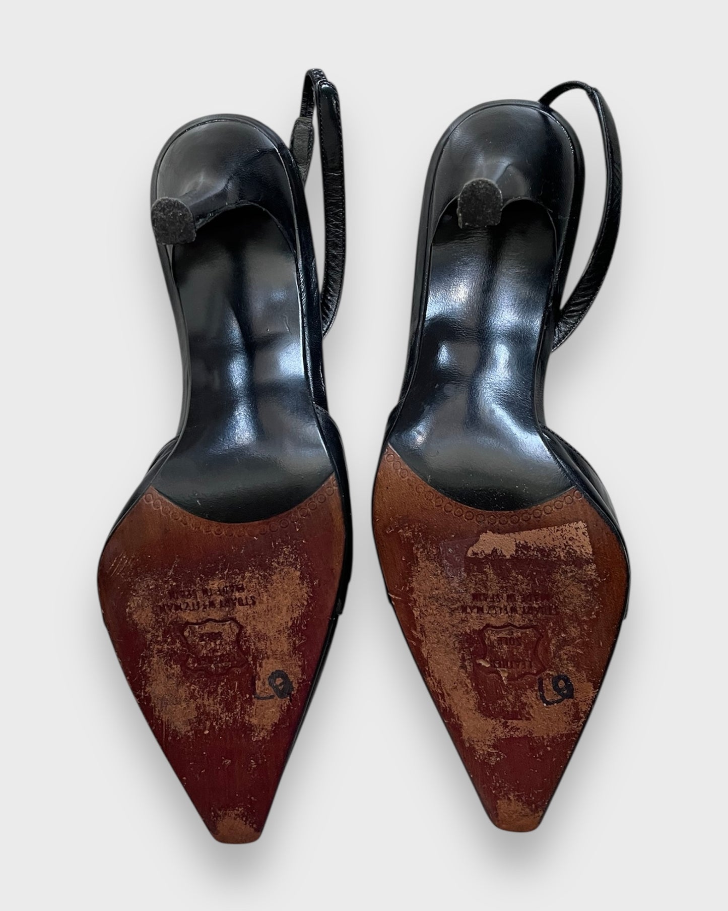 Vintage Stuart Weitzman Black Point Toe Slingback Heels - US 8C