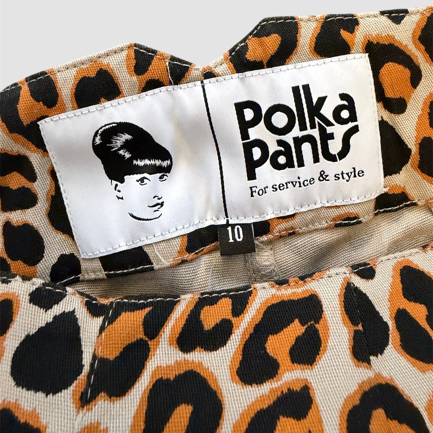 Polka Pants Orange Leopard Print Trousers - Small