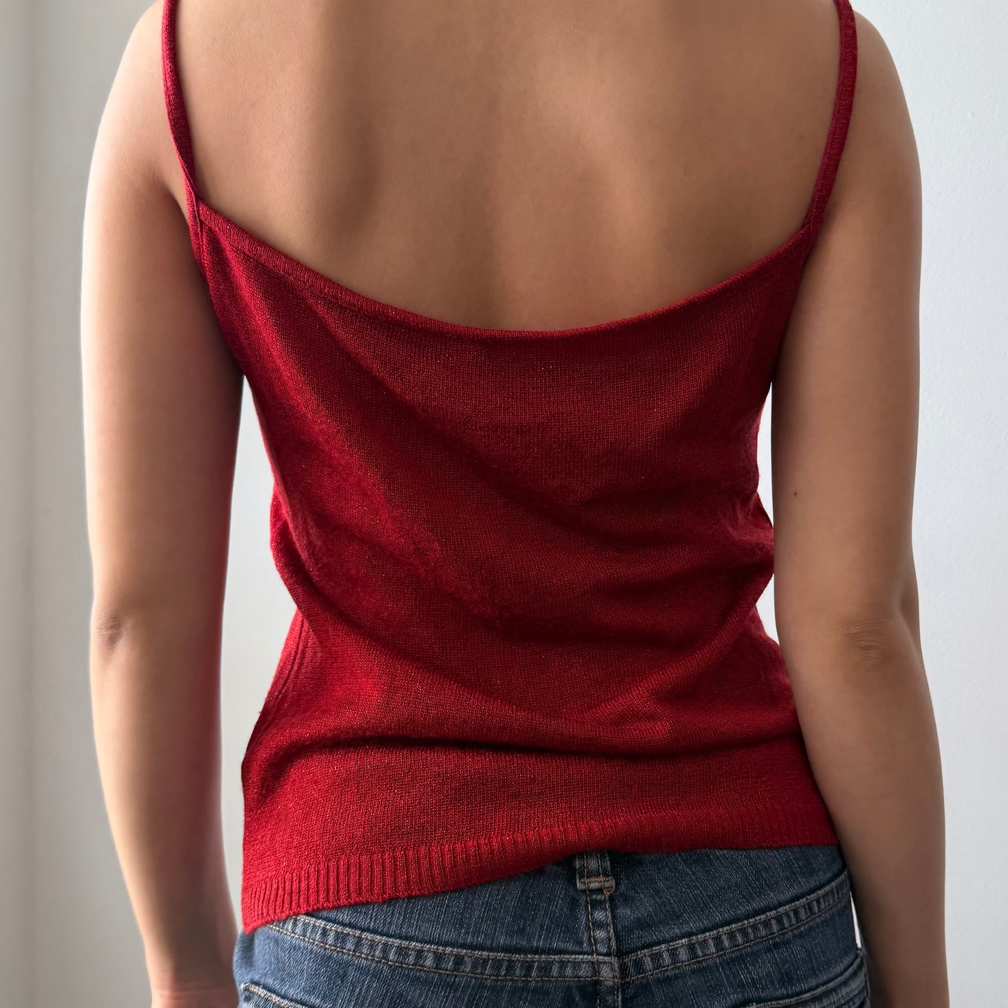 Riccardo Nanni Red Metallic Wool Knit Tank - Medium