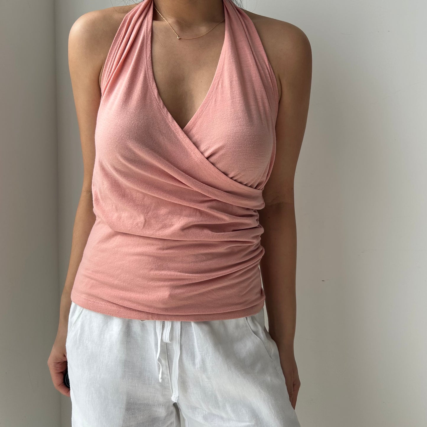Made in Japan Peach Halter Neck Backless Tank - Medium