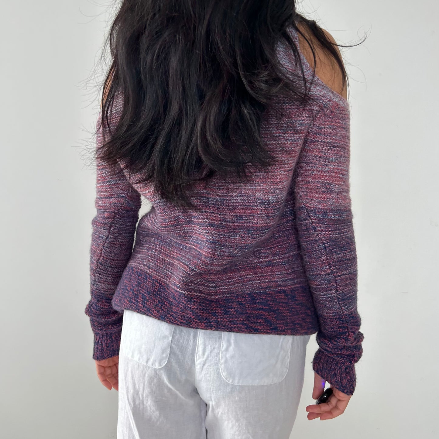 Rebecca Minkoff Purple Wool and Alpaca Knit Cold Shoulder Sweater - Medium