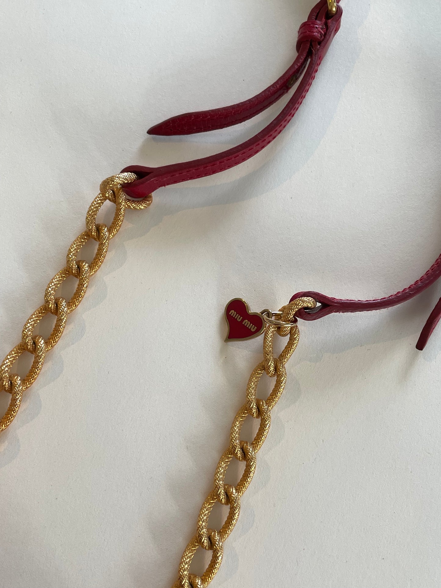 2003 Miu Miu Cherry Red Matelassé Leather Chain-link Crossbody Bag