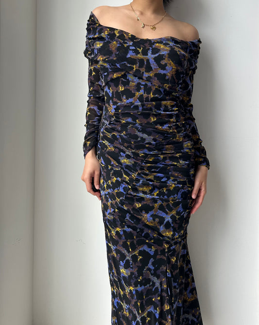 Diane von Furstenberg Off Shoulder Ruched Maxi Dress - Medium