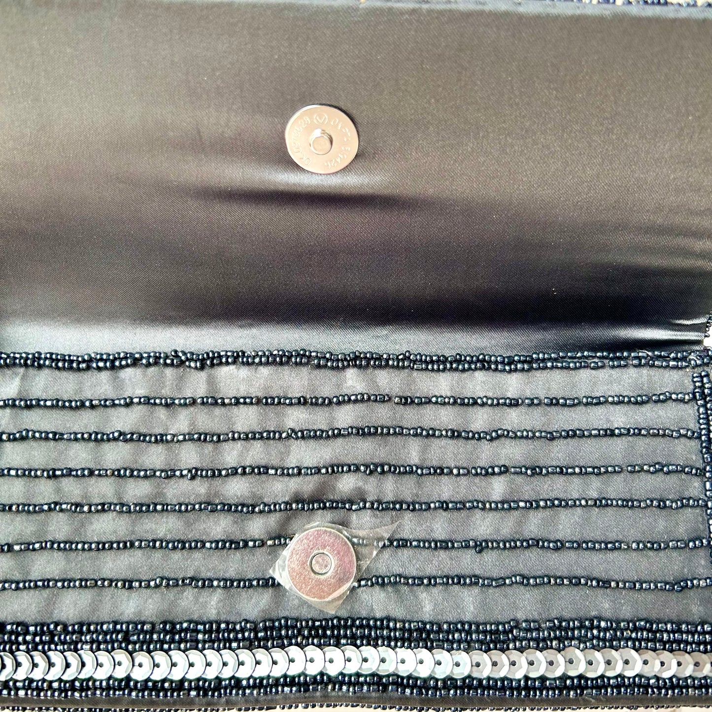 Blue Beaded Clutch Bag with Crossbody Strap
