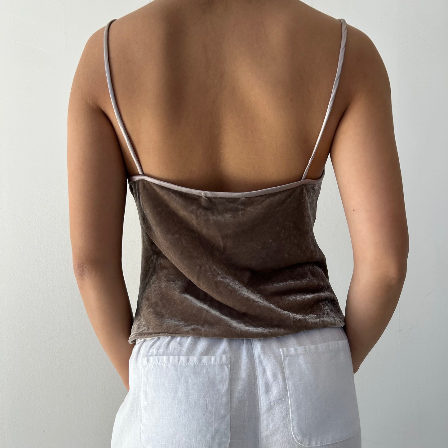 Sunny Choi Taupe Silk Blend Velvet Camisole - X-Small