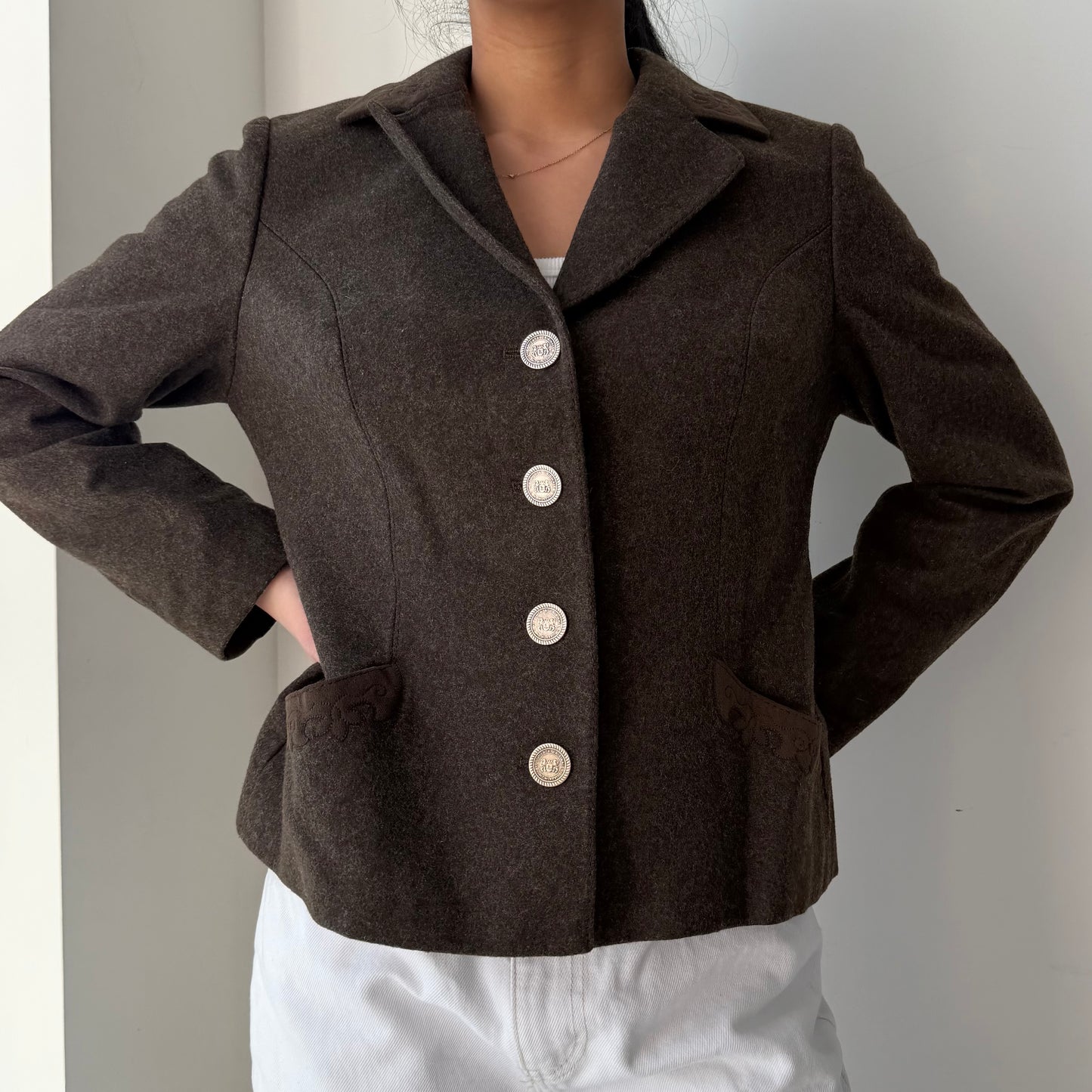 1980s Julius Lang Brown Wool Trachten Loden-Style Blazer - Medium