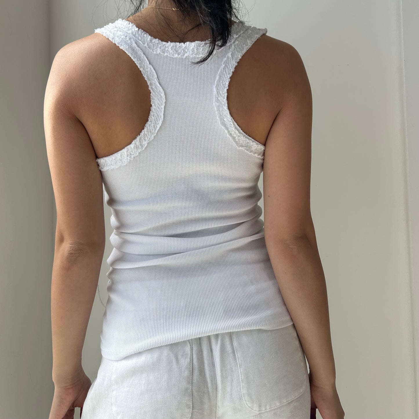 Made in Italy White Racer Back Tank - Medium