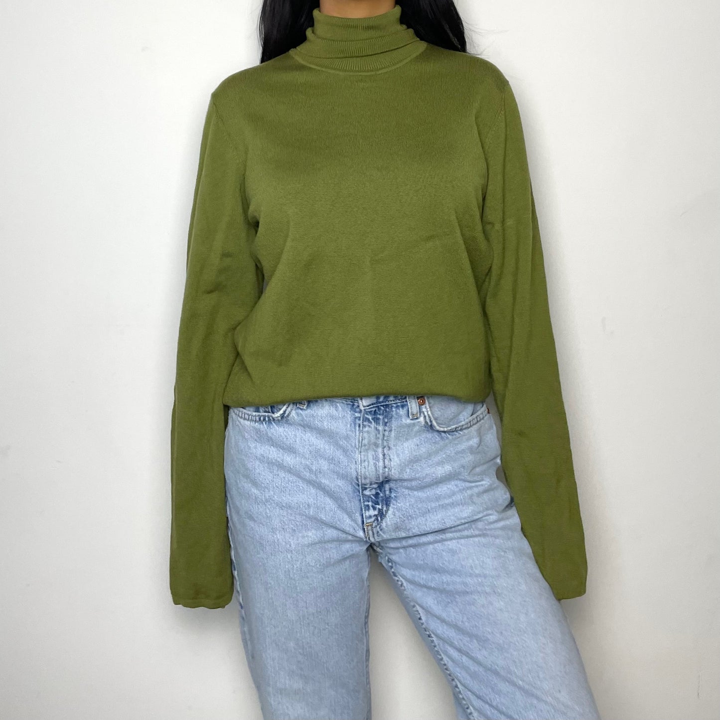 Lafayette 148 New York Green Wool Turtleneck Sweater - Large