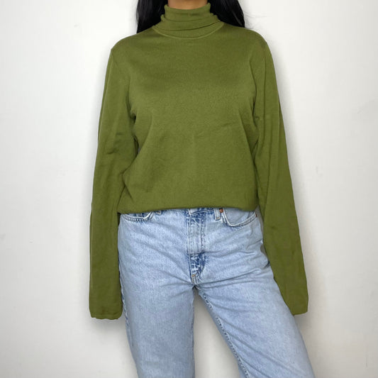 Lafayette 148 New York Green Wool Turtleneck Sweater  - Large