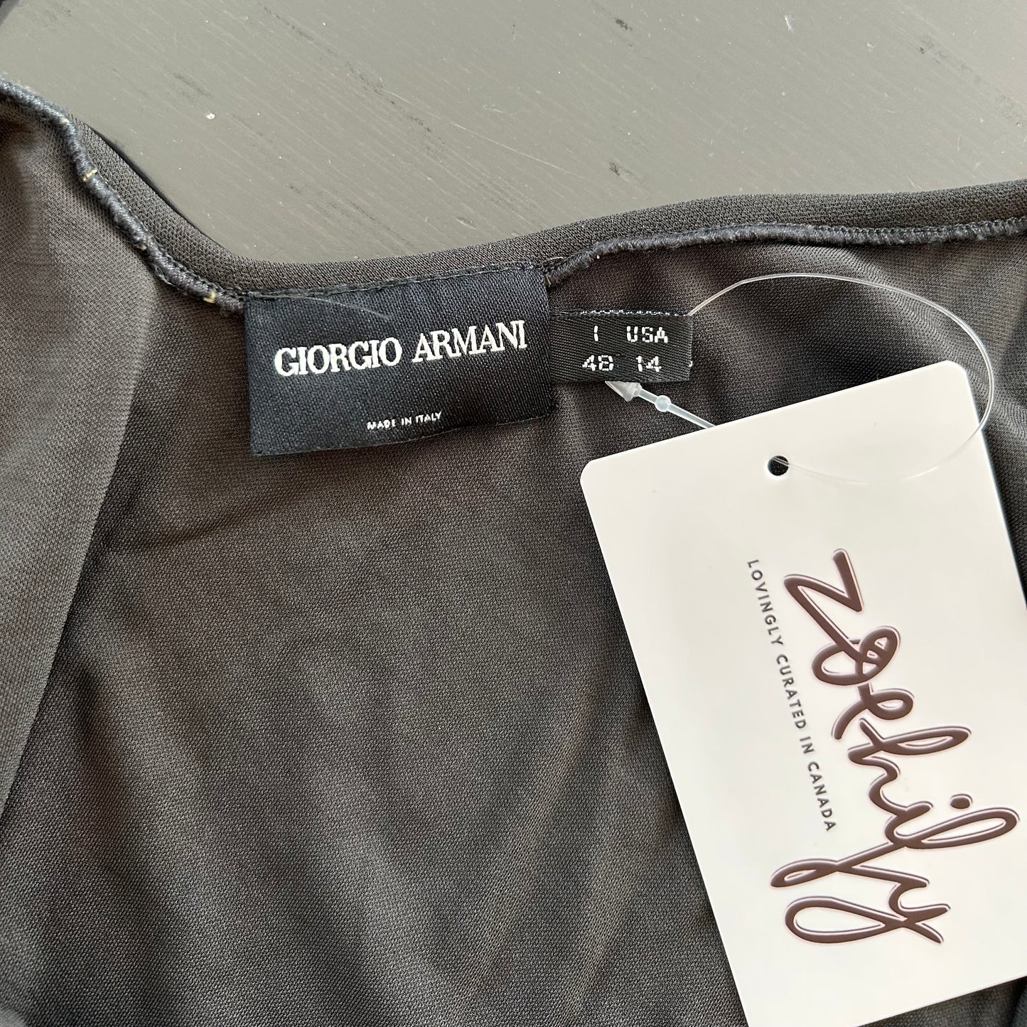 Giorgio Armani Dark Grey V-Neck Tank - Large