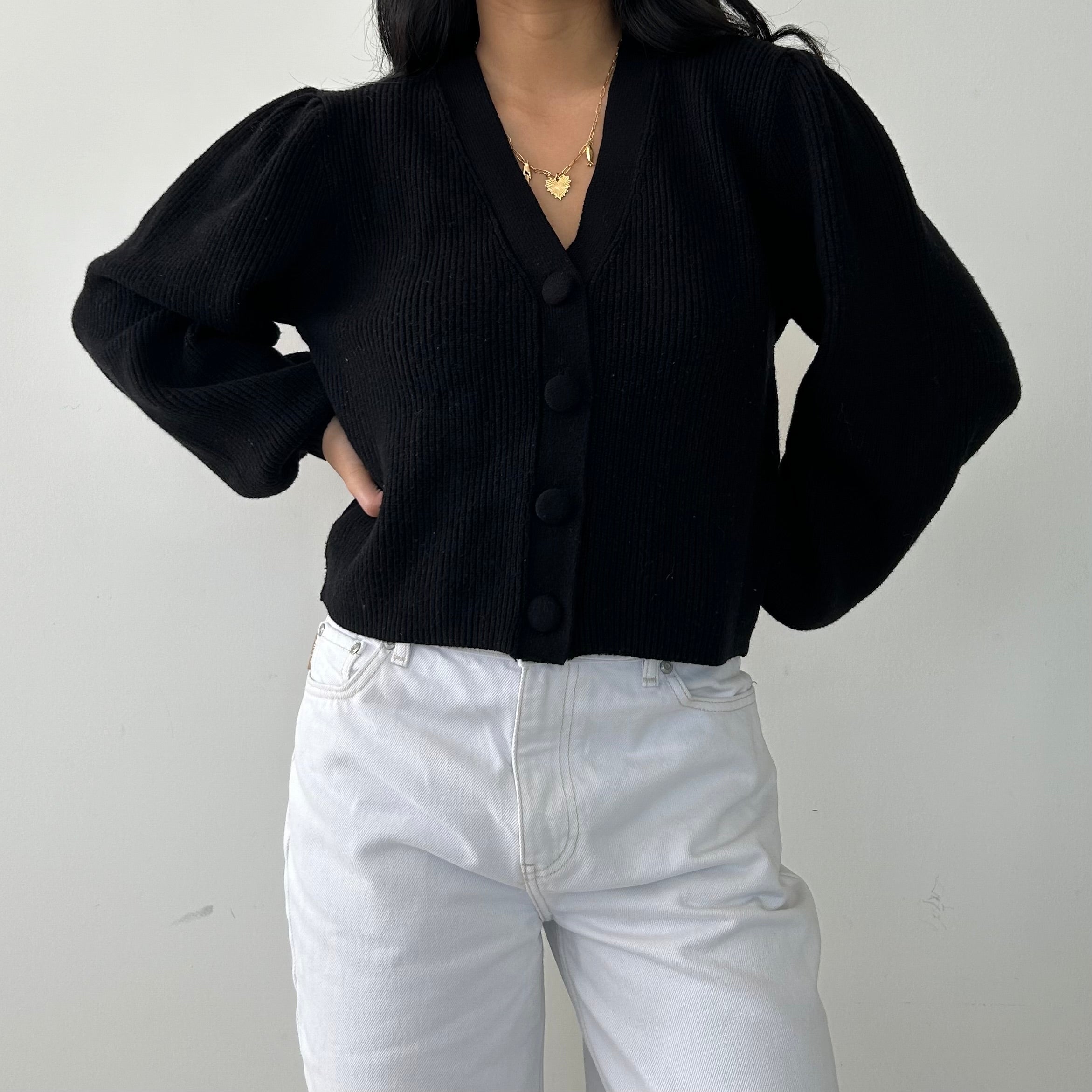OHGA PUFF KNIT ブラック OHGA PUFF KNIT パフニット セーター ブラック 黒色 GU公式 | メンズの