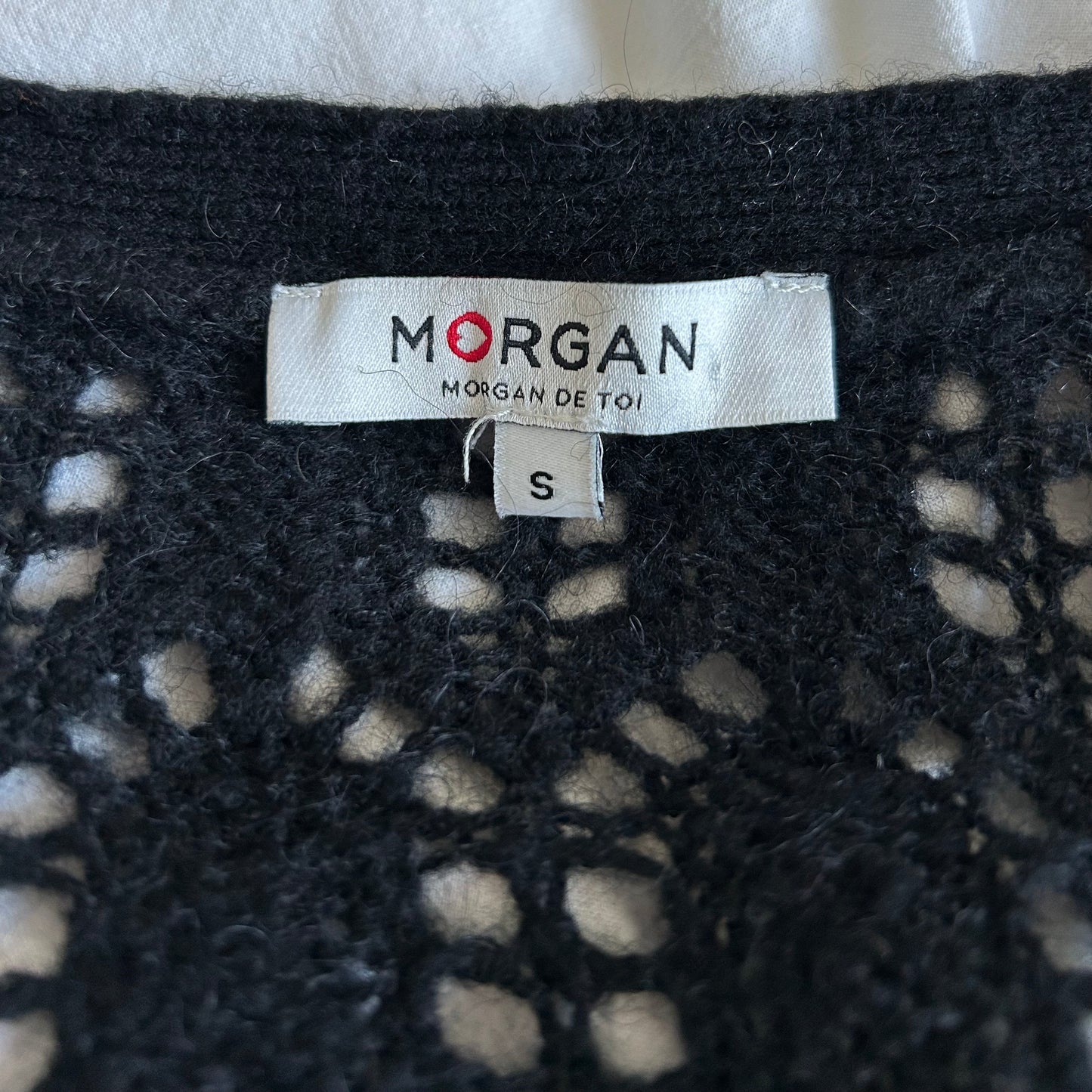 Morgan de Toi Black Wool and Alpaca Open Knit Cardigan - Small