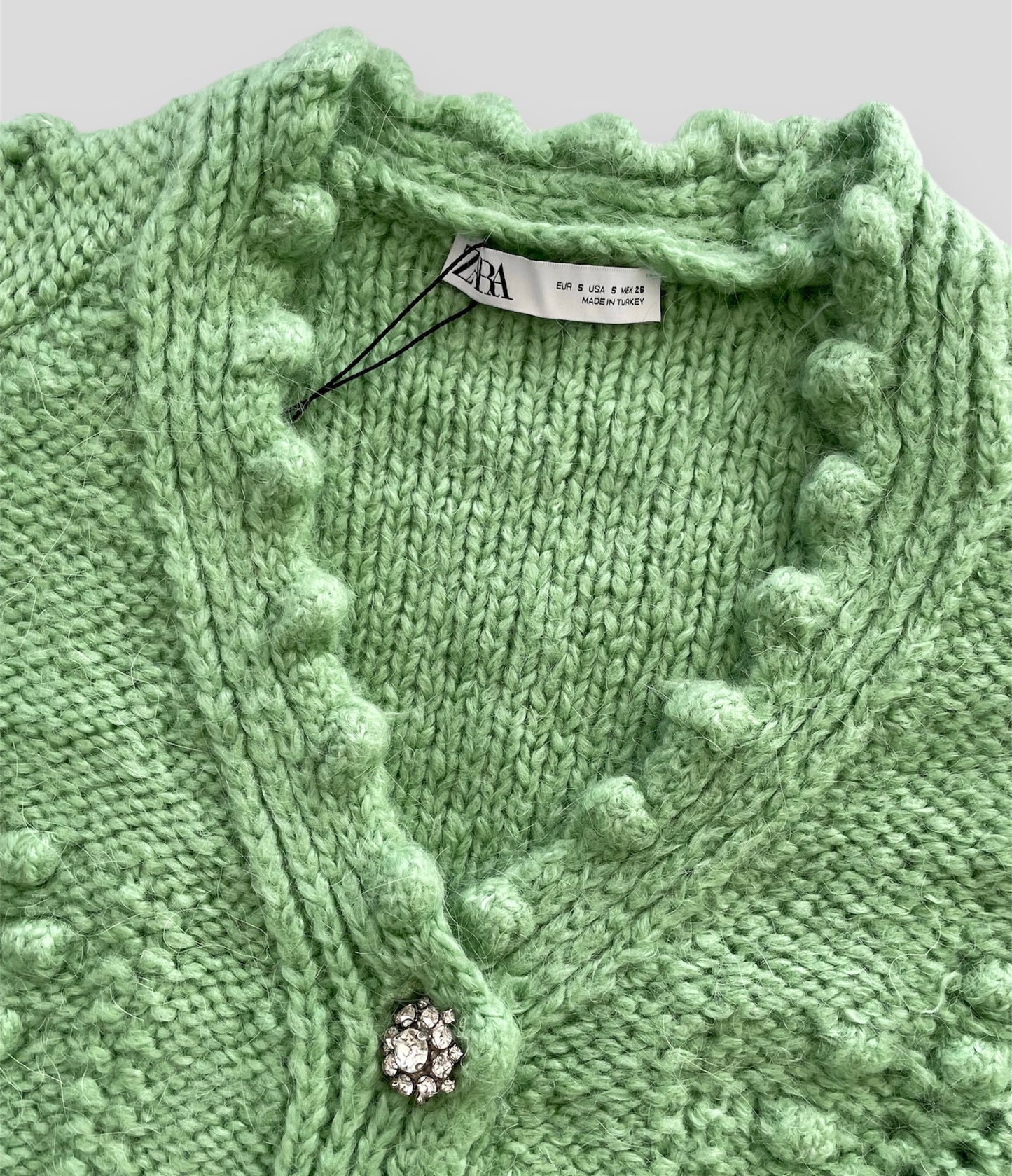 BNWT Zara Green V-Neck Cropped Cardigan - Small
