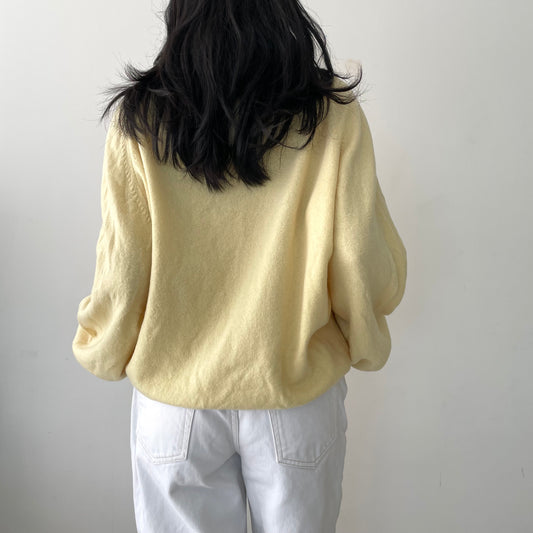 Vintage 1980s Burberrys Butter Yellow Lambswool Crewneck Sweater - X-Large
