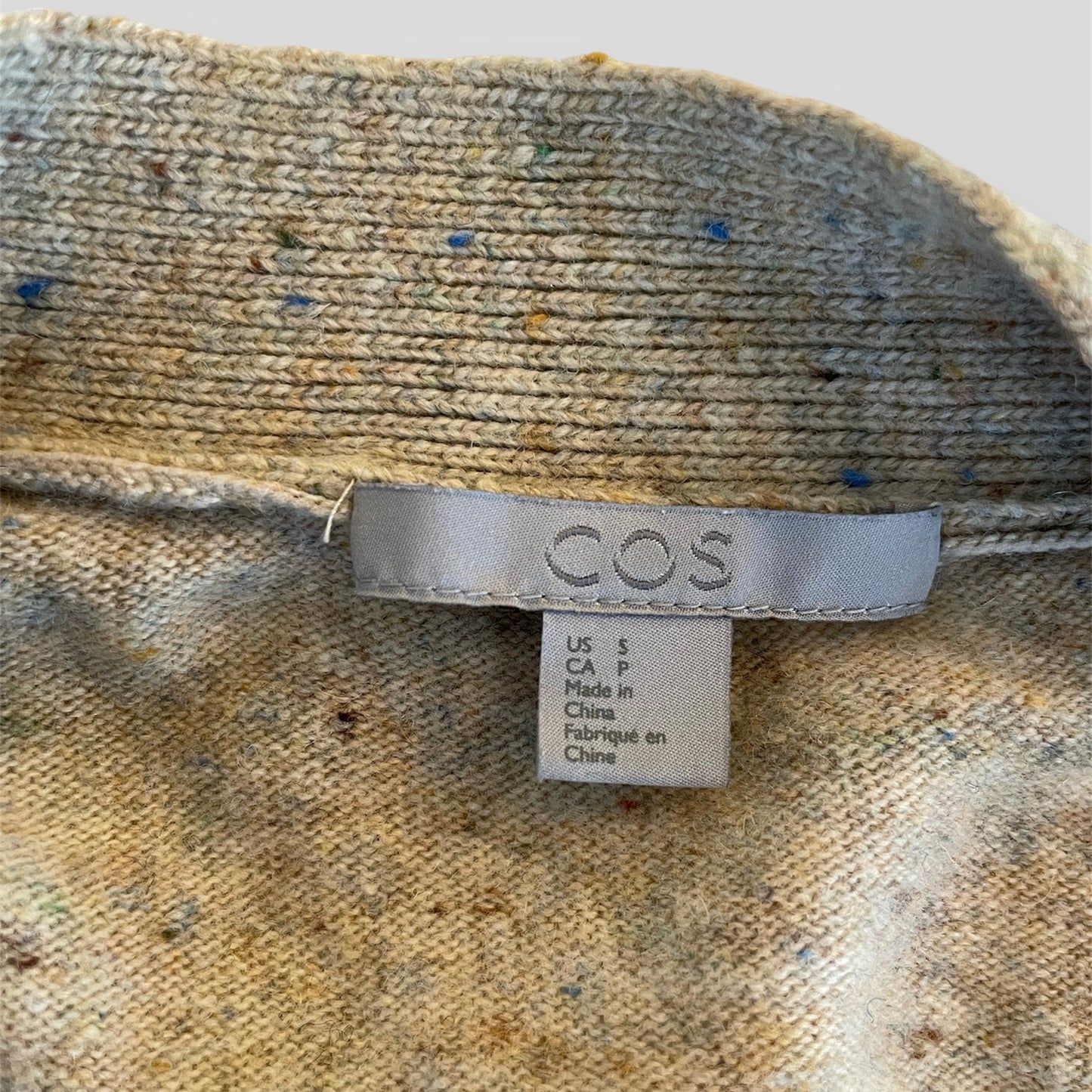 COS Beige V-Neck Wool Cardigan - Small/Medium