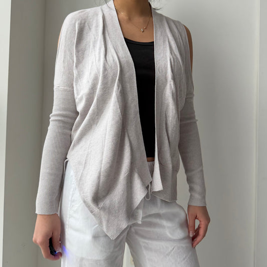 All Saints Grey Cold-Shoulder Cardigan - X-Small