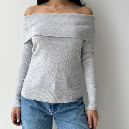 Esprit Heather Grey Off Shoulder Top - Medium